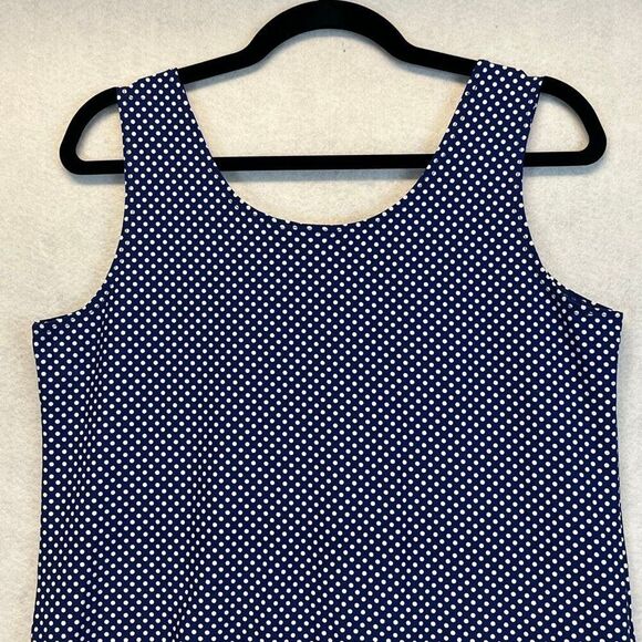 CHICO'S Tank Top Women's Size 2 Blue White Sleeveless Polka Dot Scoop Layering - Picture 10 of 13